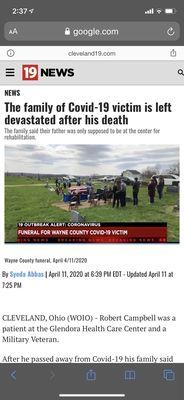 His death was the counties first covid death.