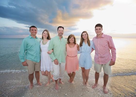 Family portrait on Naples beach. Michelle Tricca Photography