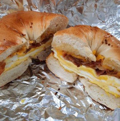 My old Baked and Brewed reliable: Garlic Bagel, fried egg, cheddar, bacon. My whole body felt this in the best way possible.