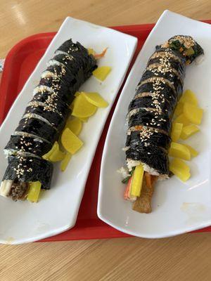 Bulgogi and spicy pork Kimbap