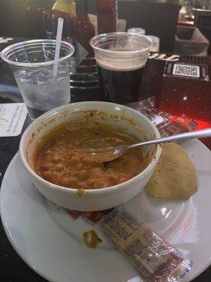 Chicken tortilla soup and a pint of Guiness