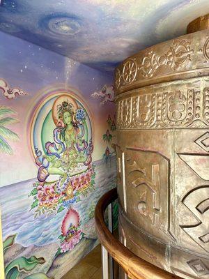 Prayer wheel in stupa