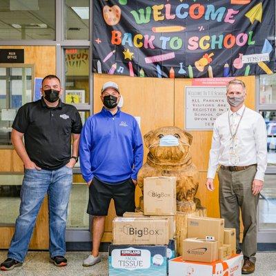 Dropping off some school supplies at T/E Middle! (Oct., 12, 2021) Thanks for having us Dr. Phillips!