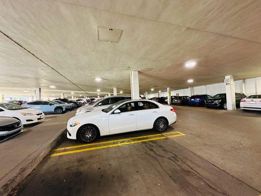 Interior of parking garage