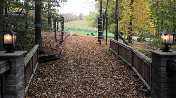 Take a stroll over the bridge to the vineyard.