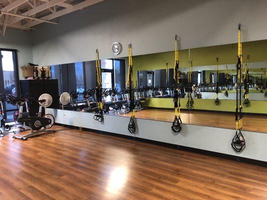 Aerobics room with 8 TRX!