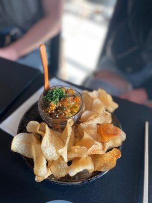 Salmon Poke with Housemade Chips