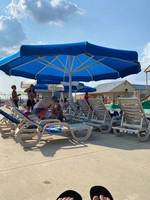 Seating area near kids playground