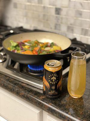 Hard Kombucha paired with healthy dinner