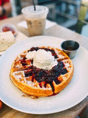 Waffle with berry compote