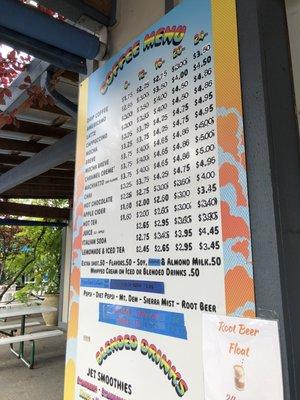 Their menu as of July 17th, 2021