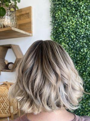 Super blended highlights / balayage with a deep root melt