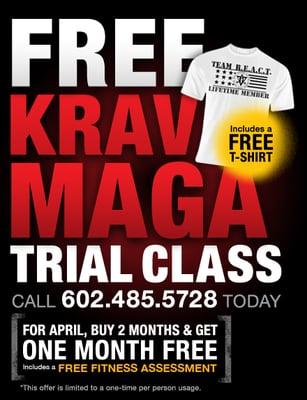 FREE Krav Maga Trial Class (includes FREE T-Shirt). Call 602.485.5728 today!