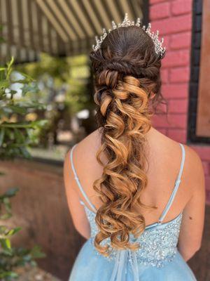 Sweet sixteen event hair updo hair style