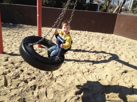 Julian on the tire swing, living it up!