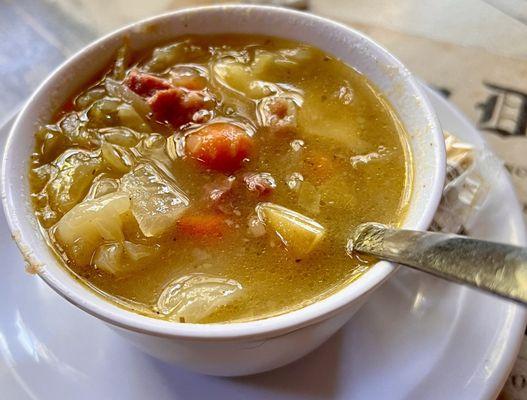 Corn beef and potato soup.