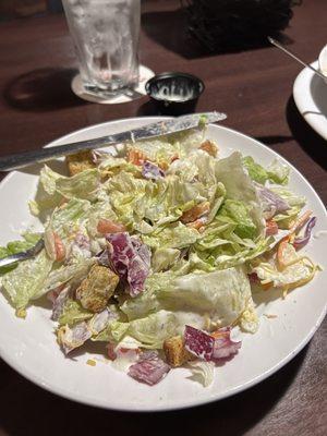 Side salad with range dressing.  Pretty tasty with fresh veggies.  Thankfully.