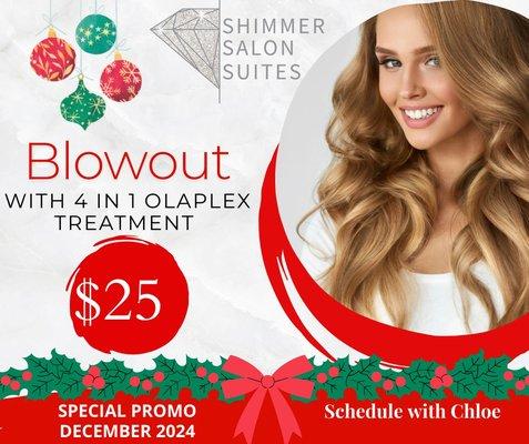 December $25 conditioning treatment and blowout!