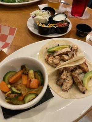 Fish Tacos with vegetable. The Sauteed Veggies were so good and they made my tacos just as I requested.