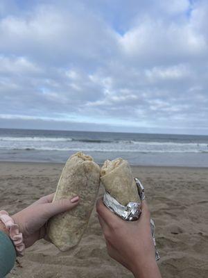 Breakfast burritos on the beach