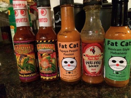 The selection of hot sauces I got a week ago.