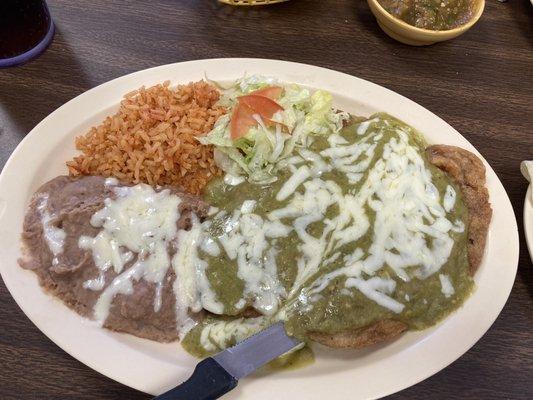 Chili Relleno Plate with Rice and Beans