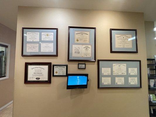 Wall of accolades