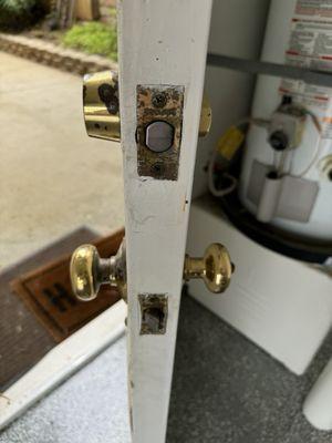 Old dead bolts & old door knobs that needed to be replaced