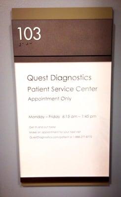 Quest appointment-only in lobby; walk-ins on another floor.