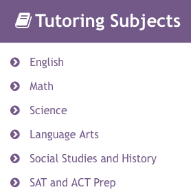 Tutoring Subjects - all grade levels