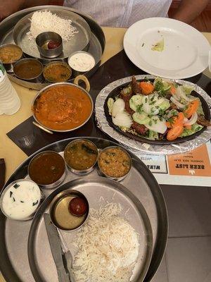 Chicken Makhani Thali Dinner, Lamb Thali Dinner