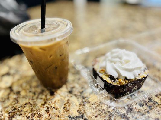 Iced Dirty Chai and a Chocolate Chip Donut Bread Pudding! So yummie! One of my favorite bakeries with a cause.