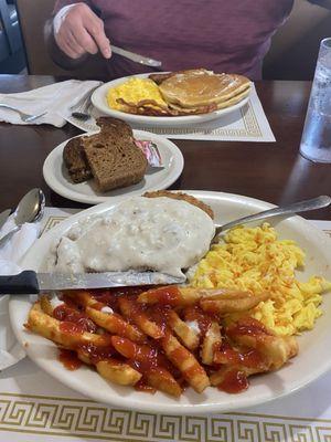 Country fried steak and 2x2x2x2