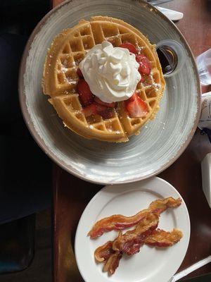 Waffle with strawberries