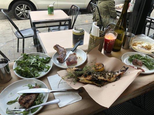 Our pre-theater spread - the food came out pretty quickly so I imagine they turn tables over rather quickly.