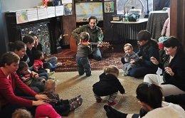 Jay and kids enjoying an All Around This World music class