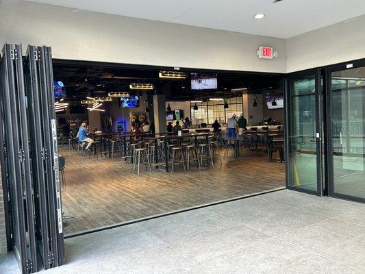 Interior view from the front balcony seating area.