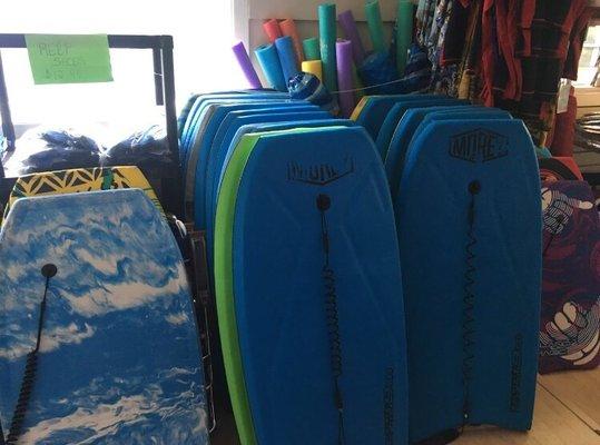 Lots of boogie boards for rent. $4 a day and $8.95 a week!