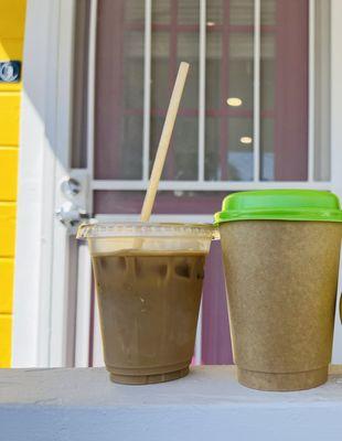 Iced rose latte, orange blossom matcha latte