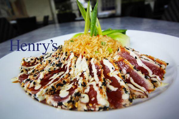 Sesame Seared Tuna with Baby Bok Choy and Asian Rice