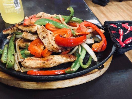 Chicken fajitas.