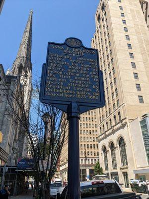 Anna E. Dickinson Historical Marker, Philadelphia