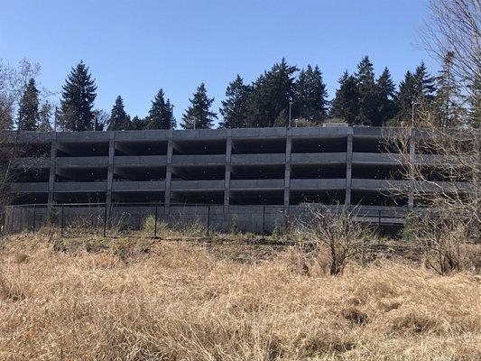 View of South Bellevue Station Parking Garage from Mercer Slough Nature Park