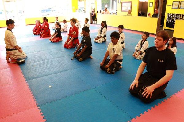 Grand-master with Black Belt students