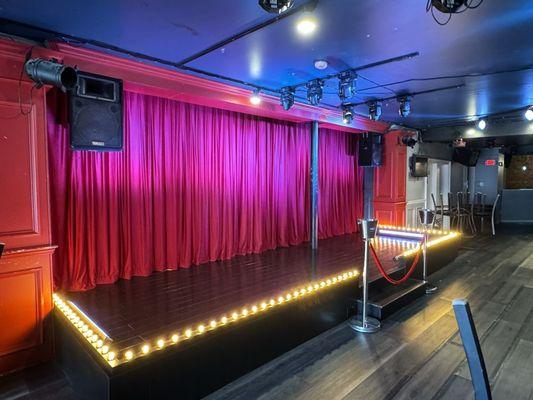 The Chez's NEW stage from the audience view, before curtains open