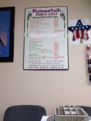 Pricing chart