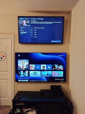 TWO DOUBLE TV INSTALLATION FOR GAMING.