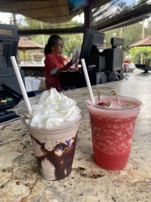 Virgin mudslide and strawberry margarita (with alcohol)