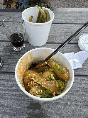 Sesame cucumbers and dilly beans