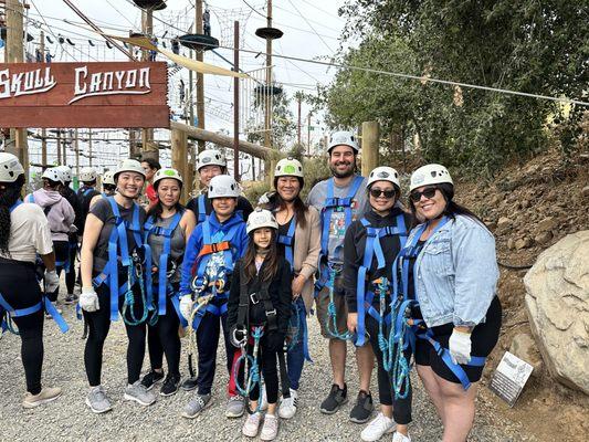 Office outing at skull canyon obstacle course.